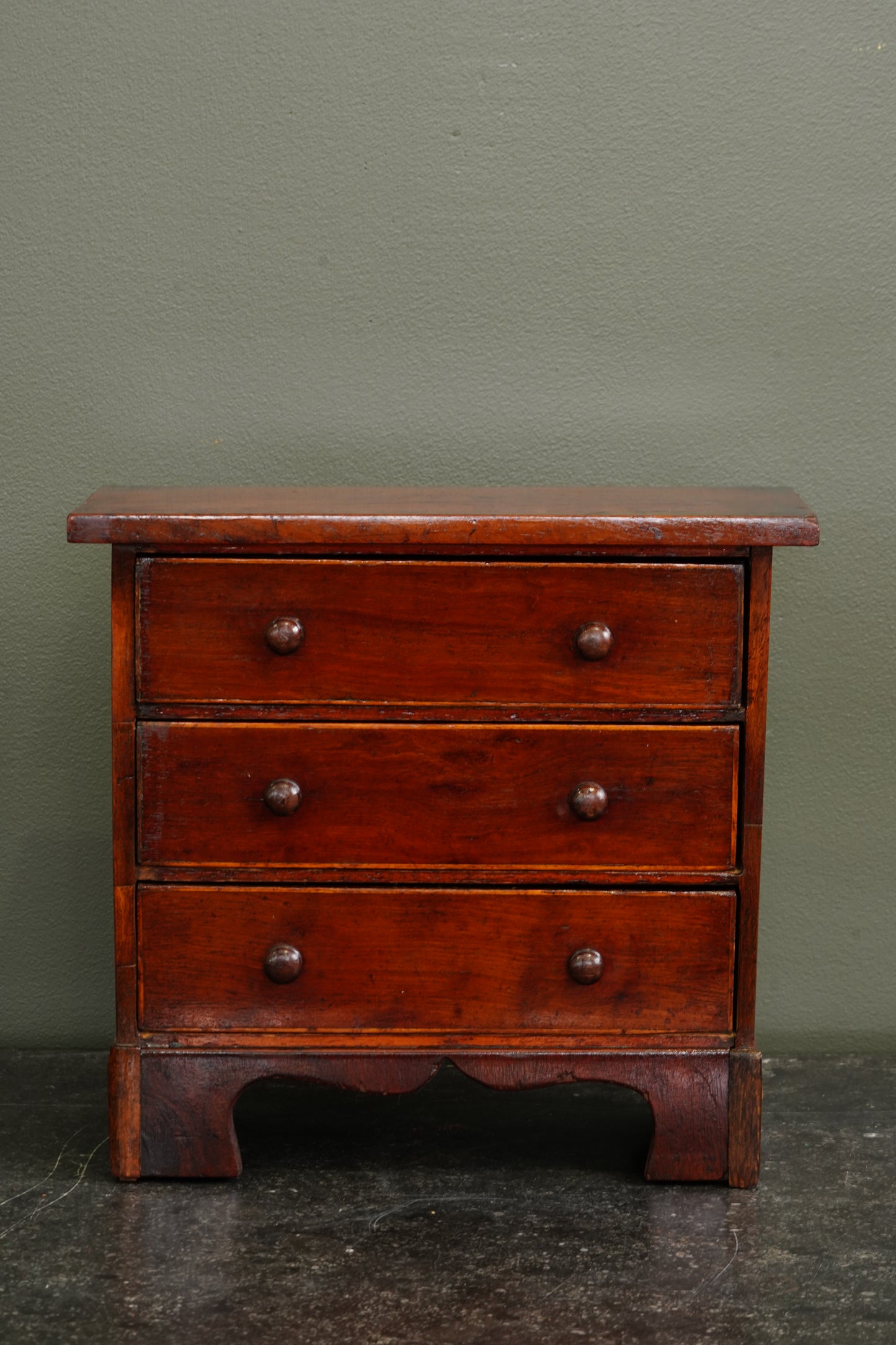 Antique English Mahogany Miniature Chest of Drawers, Circa 1830-1860