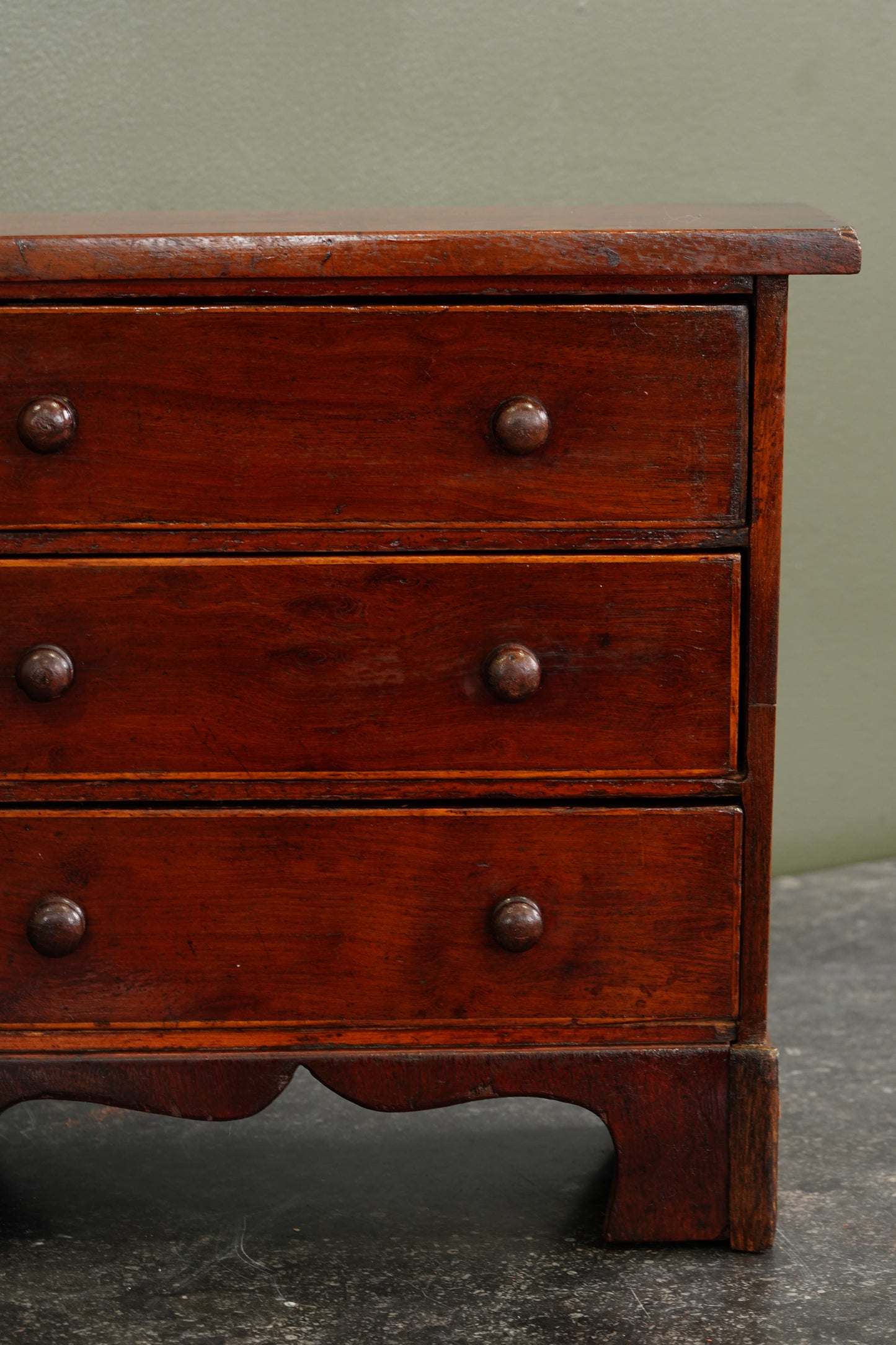 Antique English Mahogany Miniature Chest of Drawers, Circa 1830-1860