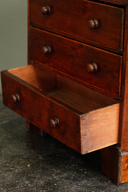 Antique English Mahogany Miniature Chest of Drawers, Circa 1830-1860