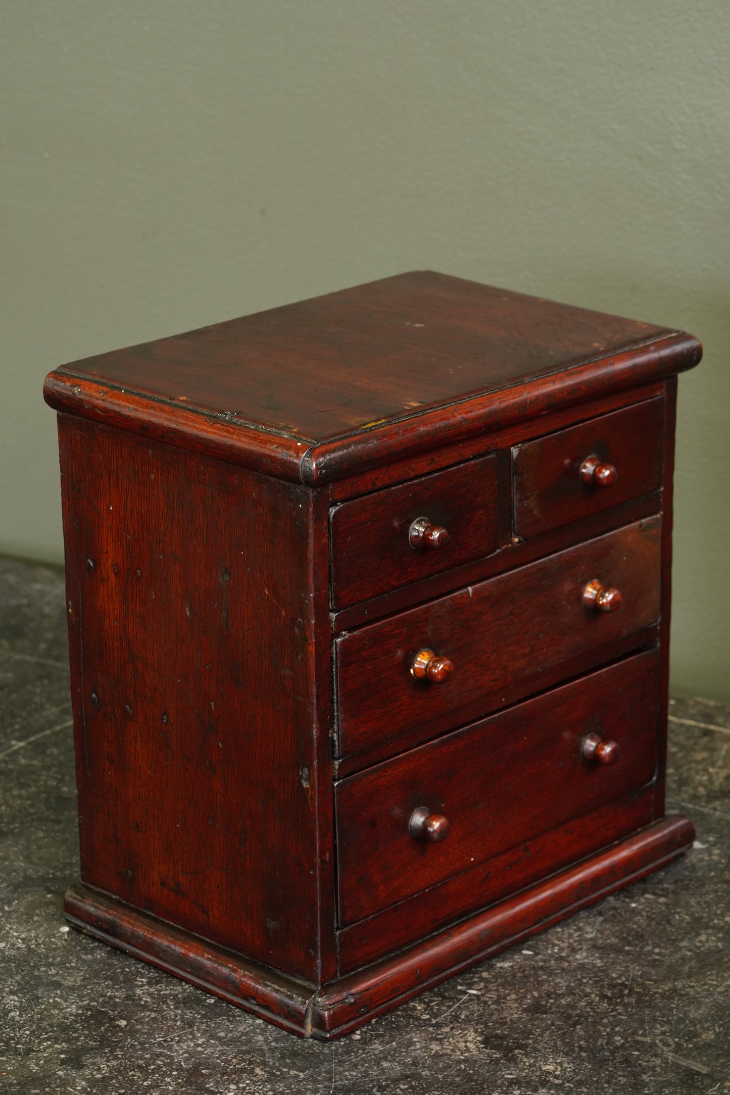 Antique English Miniature Mahogany Chest of Drawers, Ca. 1870