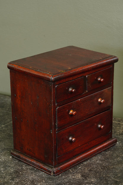 Antique English Miniature Mahogany Chest of Drawers, Ca. 1870