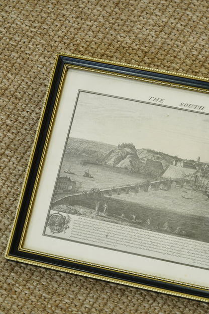 Antique Engraving South Prospect of Berwick Upon Tweed, 1745