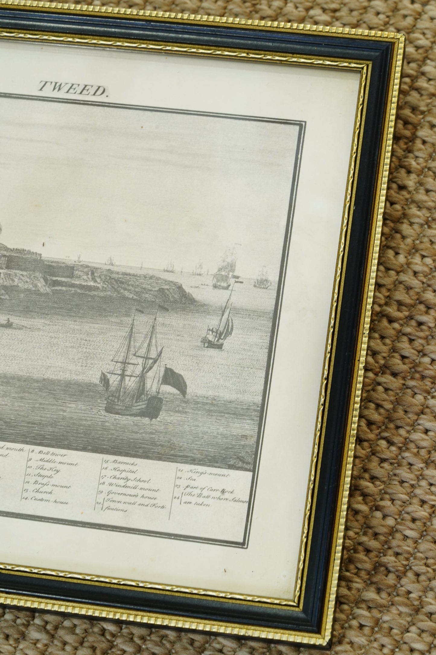 Antique Engraving South Prospect of Berwick Upon Tweed, 1745
