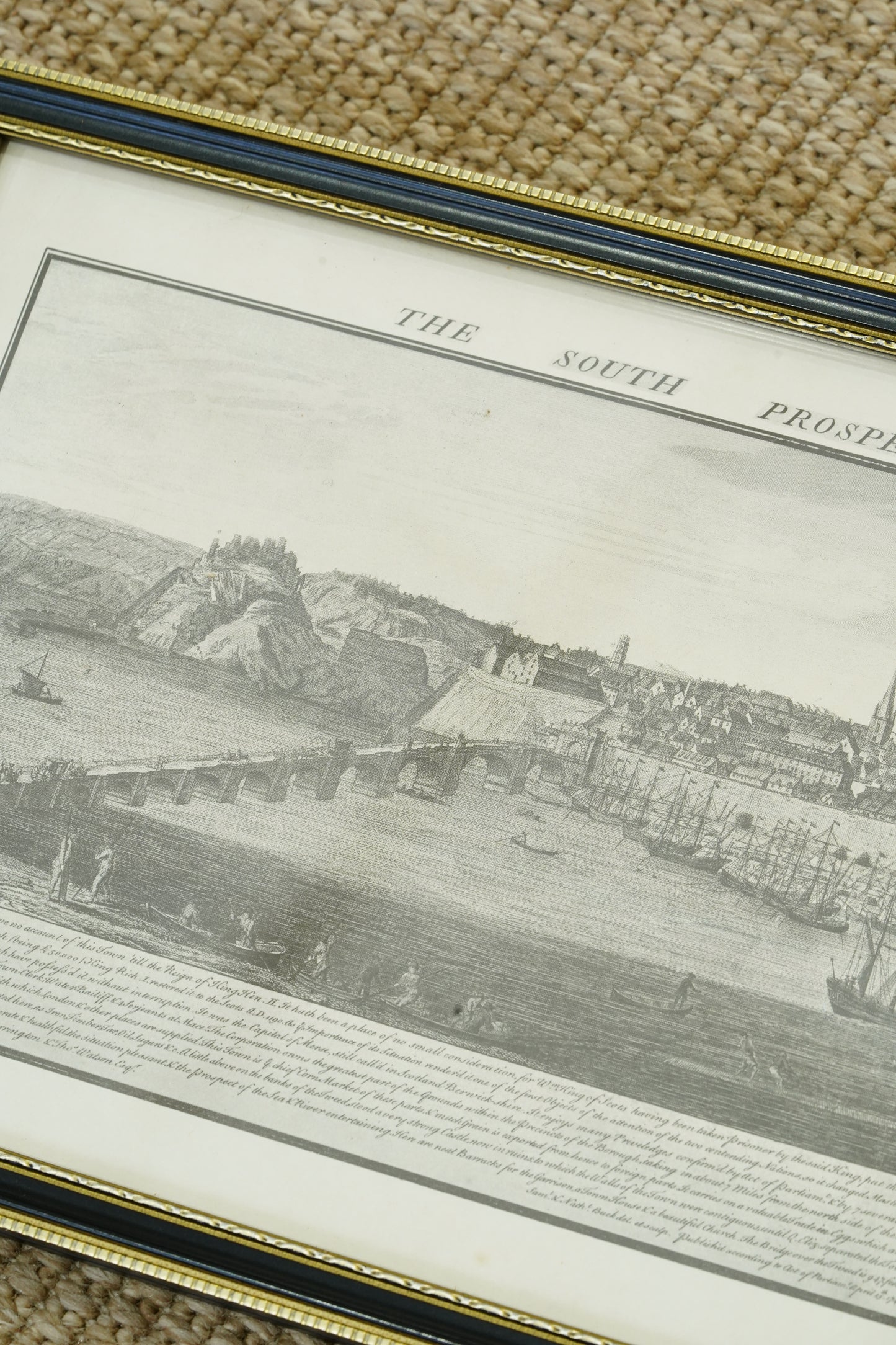 Antique Engraving South Prospect of Berwick Upon Tweed, 1745