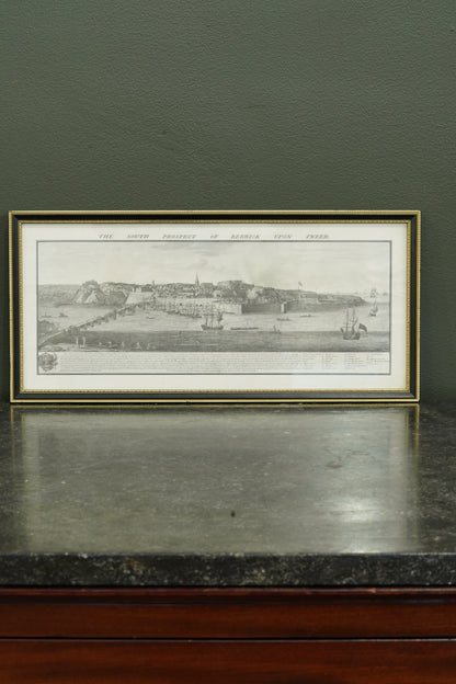 Antique Engraving South Prospect of Berwick Upon Tweed, 1745