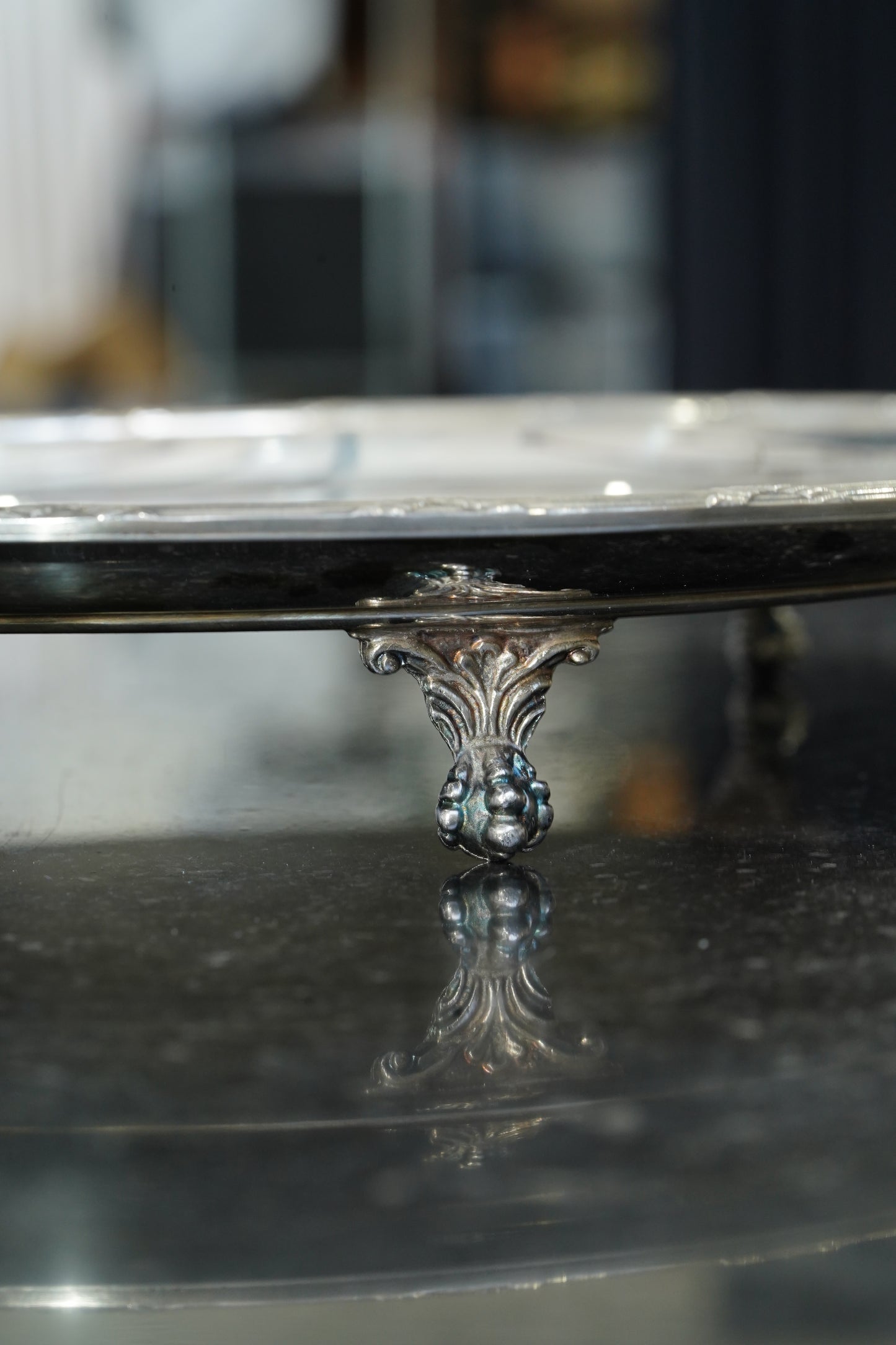 Vintage Sheffield Silver Plate Round Serving Tray