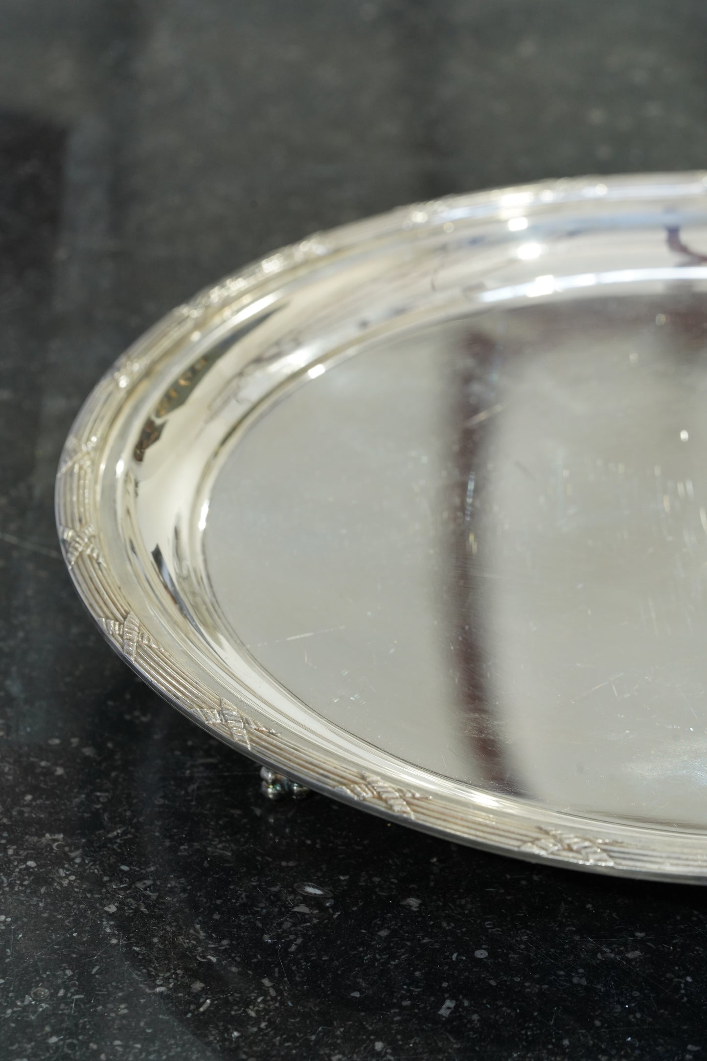 Vintage Sheffield Silver Plate Round Serving Tray