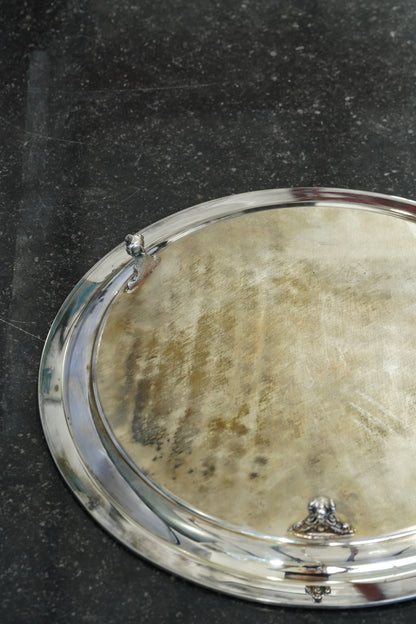 Vintage Sheffield Silver Plate Round Serving Tray