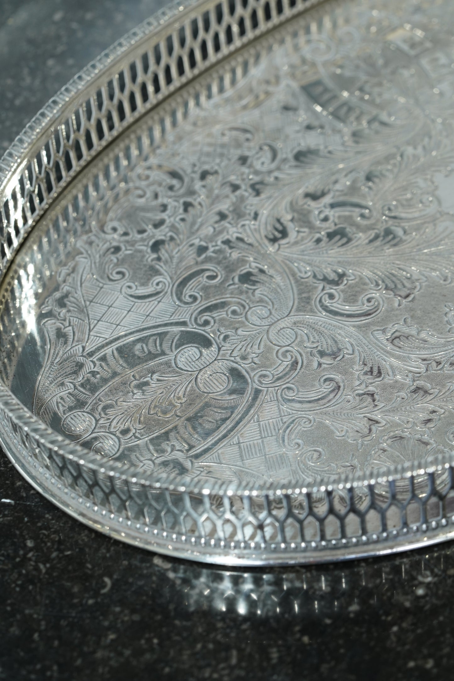 Vintage Viners Sheffield Alpha Plate Gallery Tray