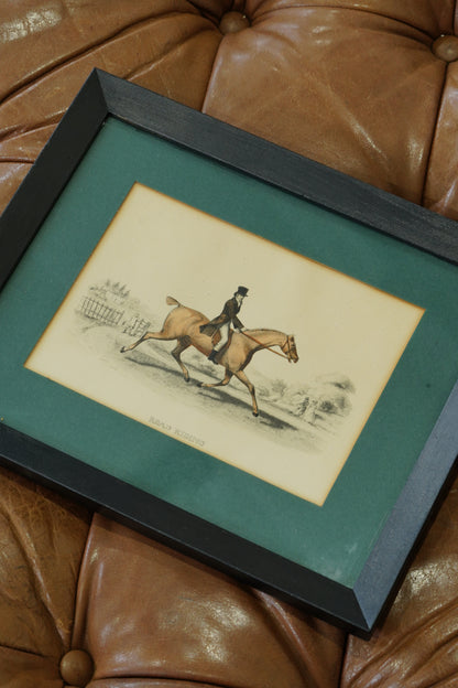 Set of Four - Antique English Equestrian Engravings, Hand-Coloured Horsemanship