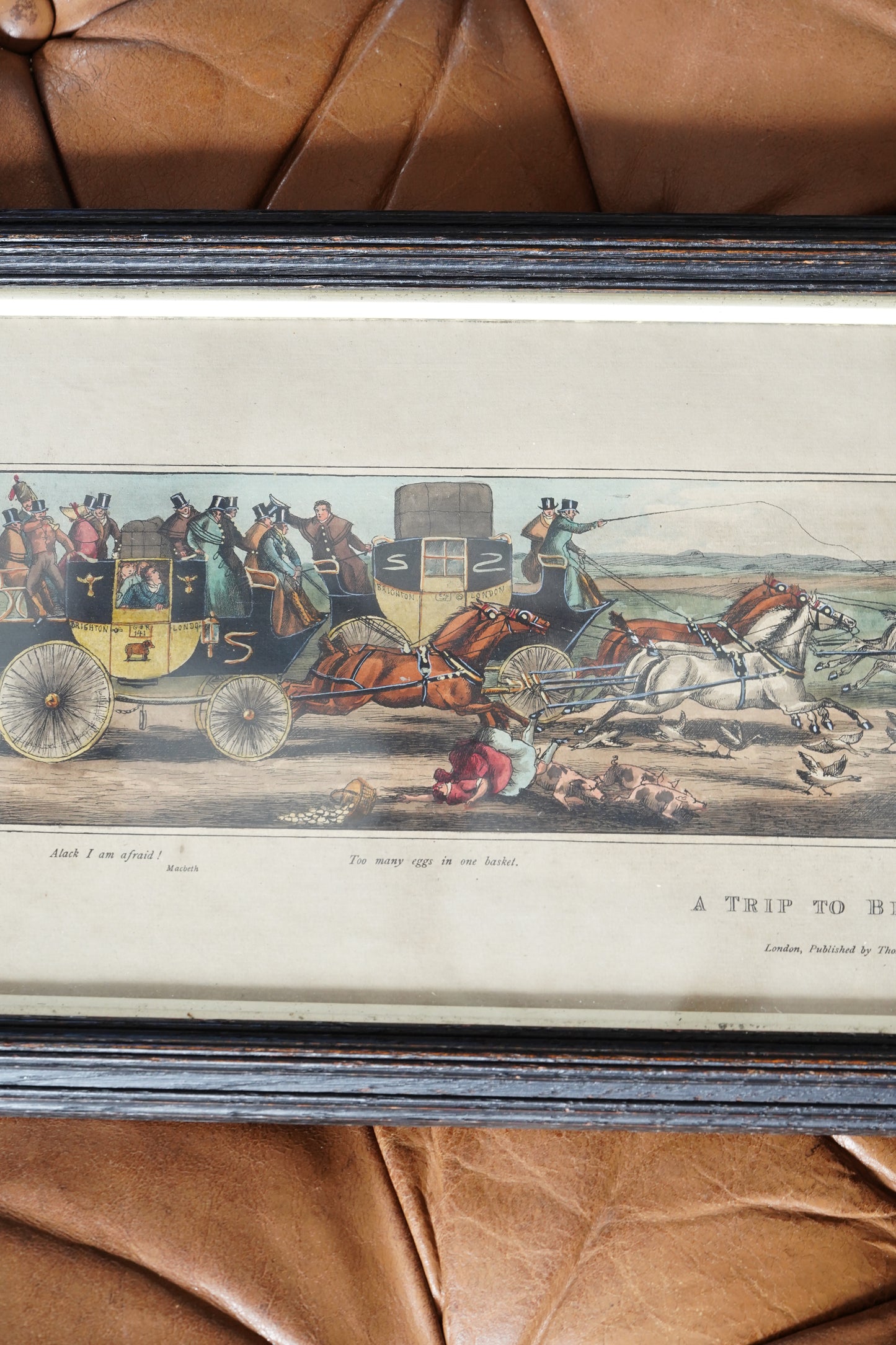 Antique English Coaching Prints, A Trip to Brighton, Set of Four Engravings