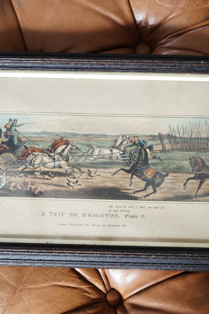 Antique English Coaching Prints, A Trip to Brighton, Set of Four Engravings