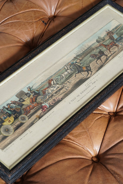 Antique English Coaching Prints, A Trip to Brighton, Set of Four Engravings