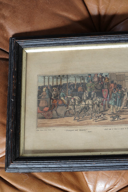 Antique English Coaching Prints, A Trip to Brighton, Set of Four Engravings