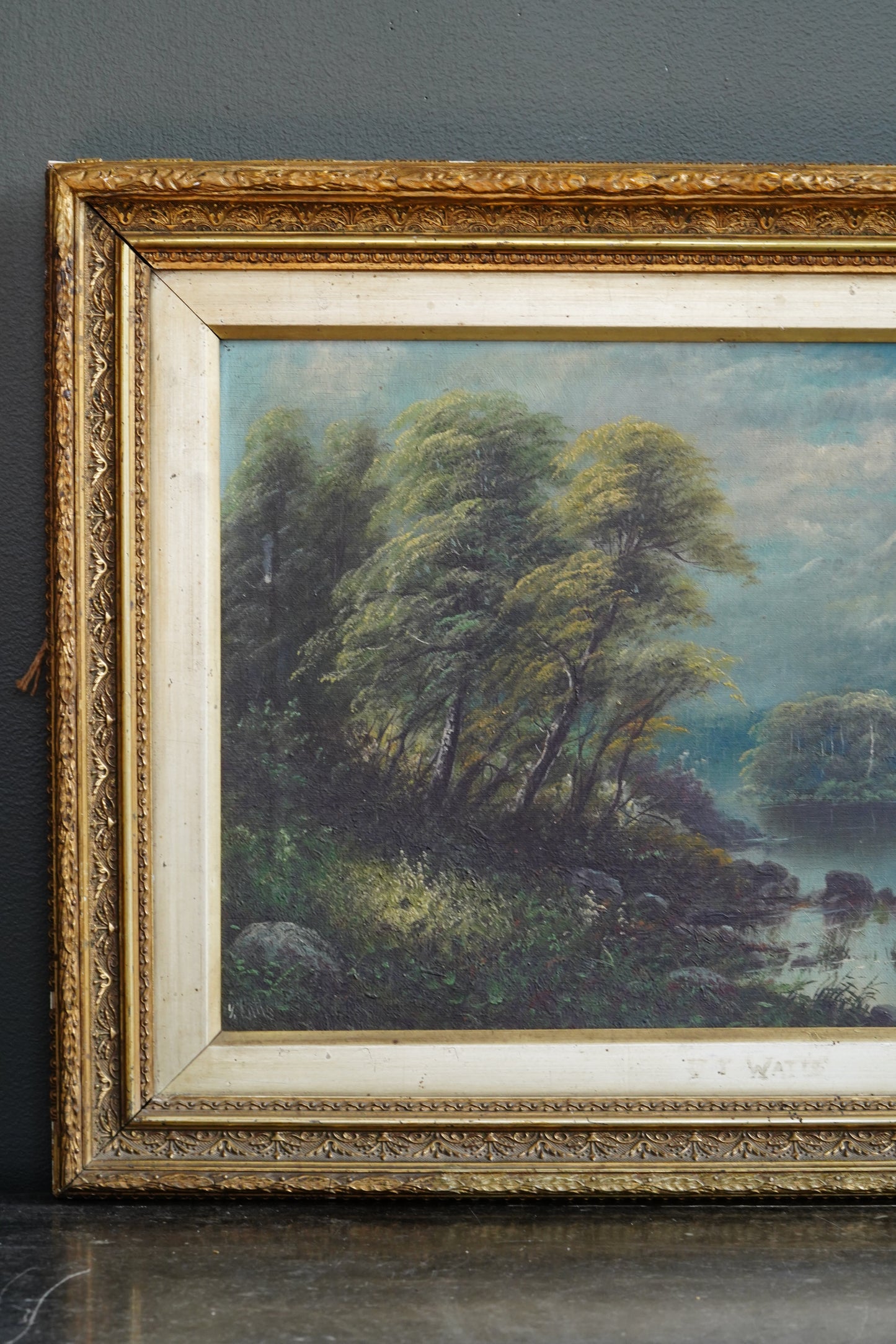 Antique Scottish Oil Painting Loch Katrine Scotland Signed J T Watts 1885