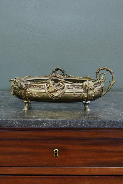 Antique French Brass Jardiniere | Centerpiece