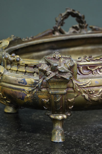 Antique French Brass Jardiniere | Centerpiece