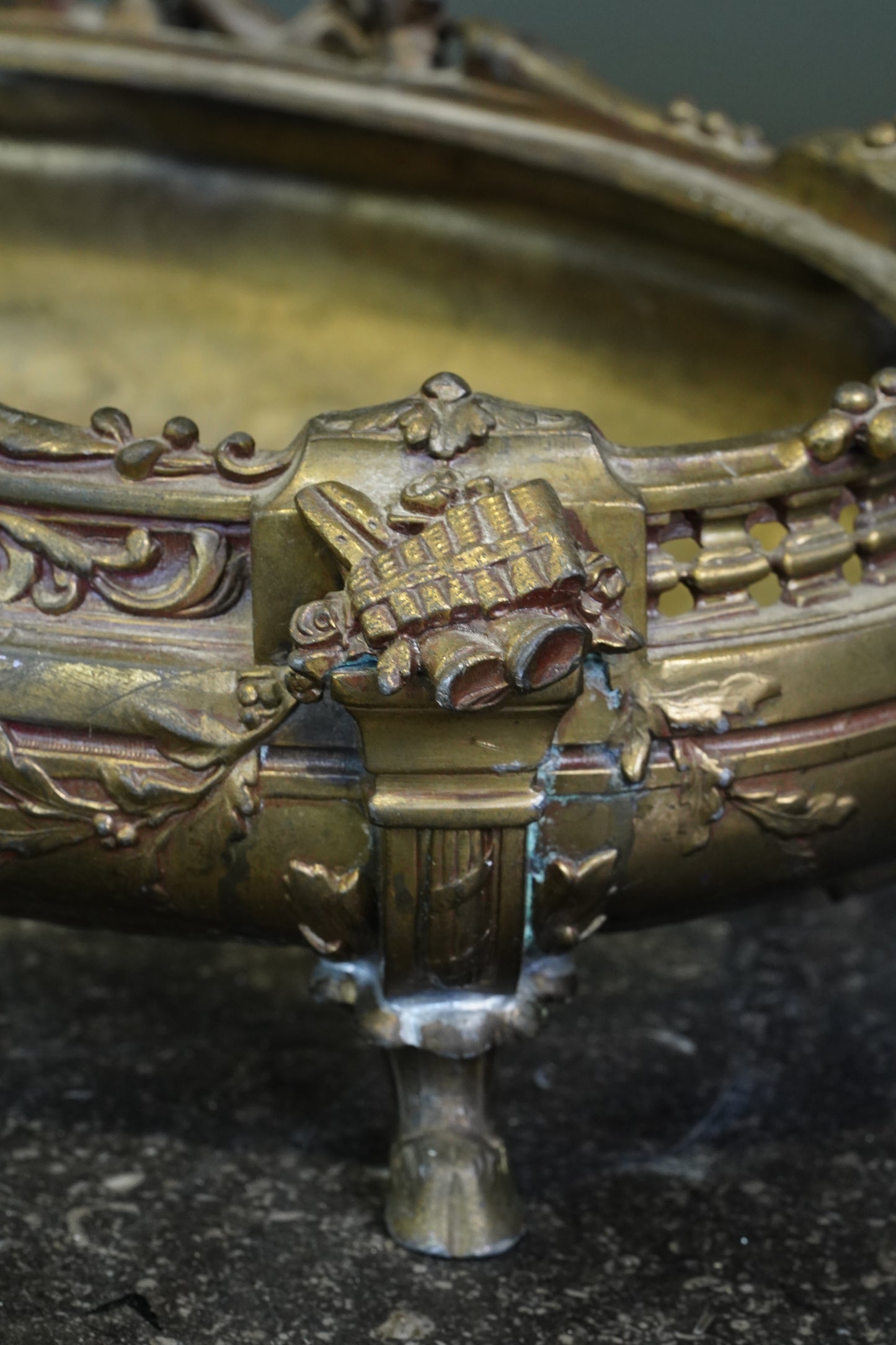 Antique French Brass Jardiniere | Centerpiece