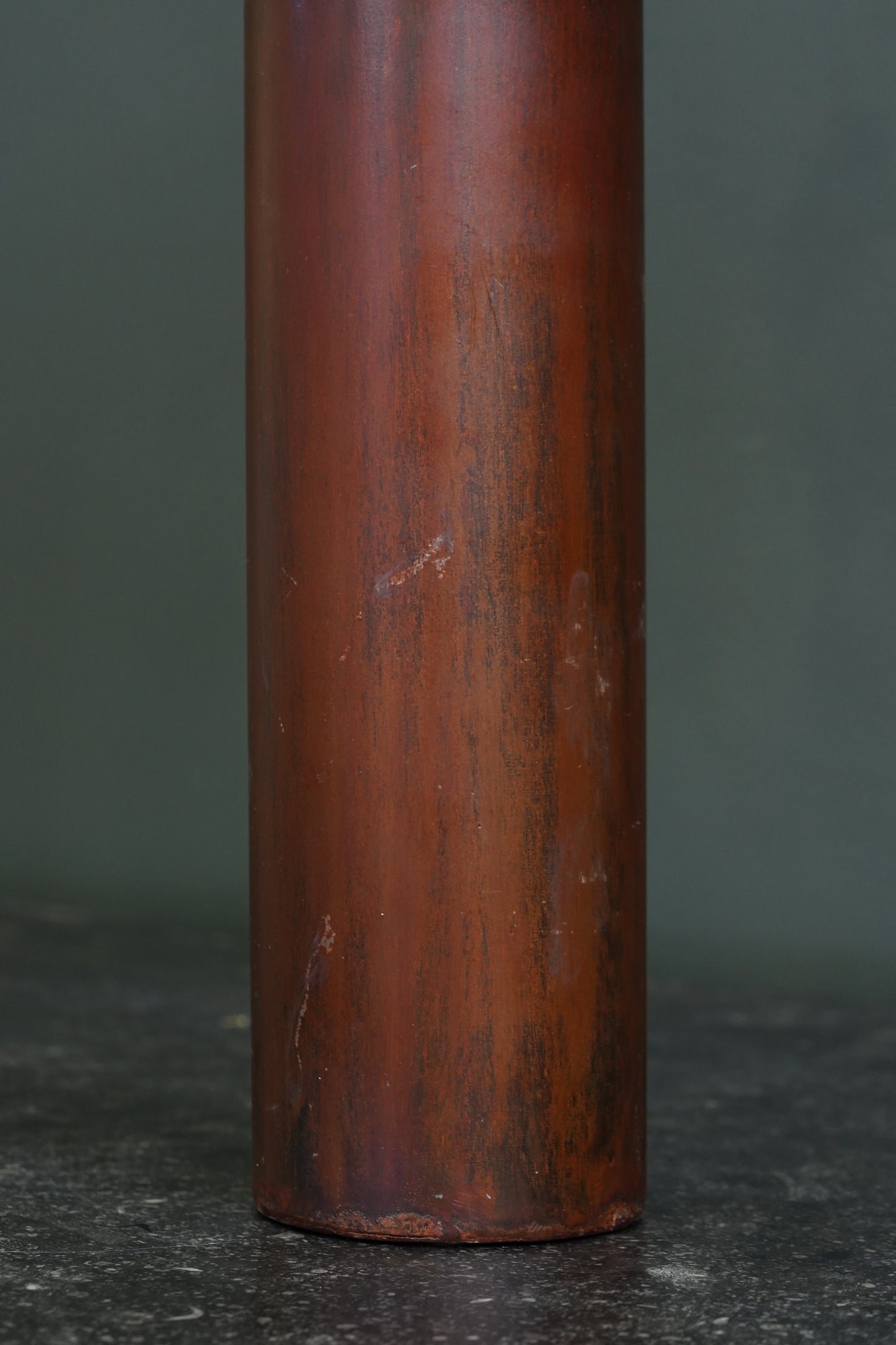 Vintage Brutalist Style Painted Metal Cylinder Vase