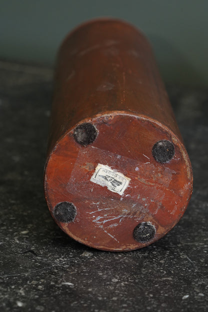 Vintage Brutalist Style Painted Metal Cylinder Vase