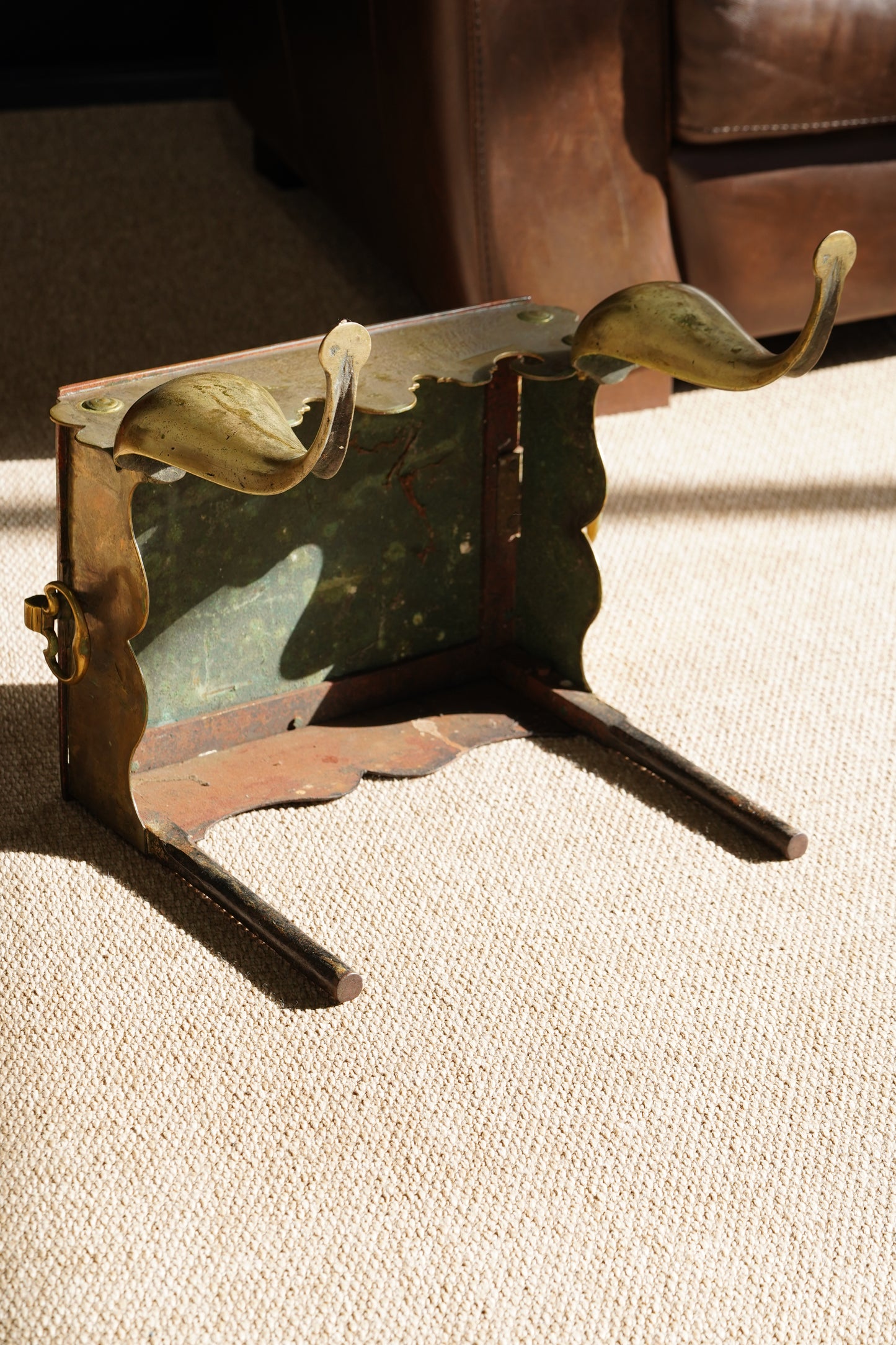 Antique English Brass Footman | Step Stool