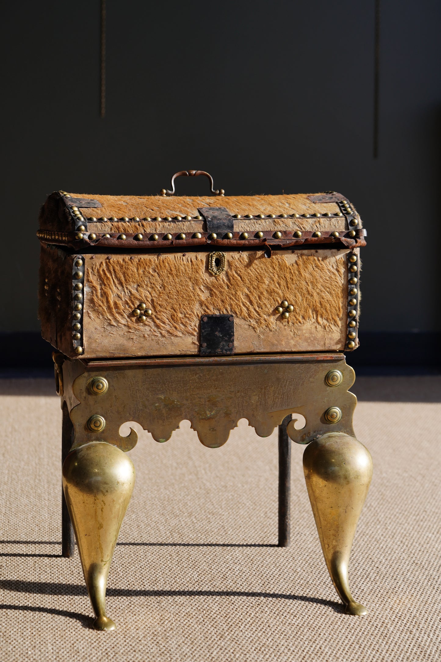 Antique English Hide Dome-Top Trunk, Barnard Castle