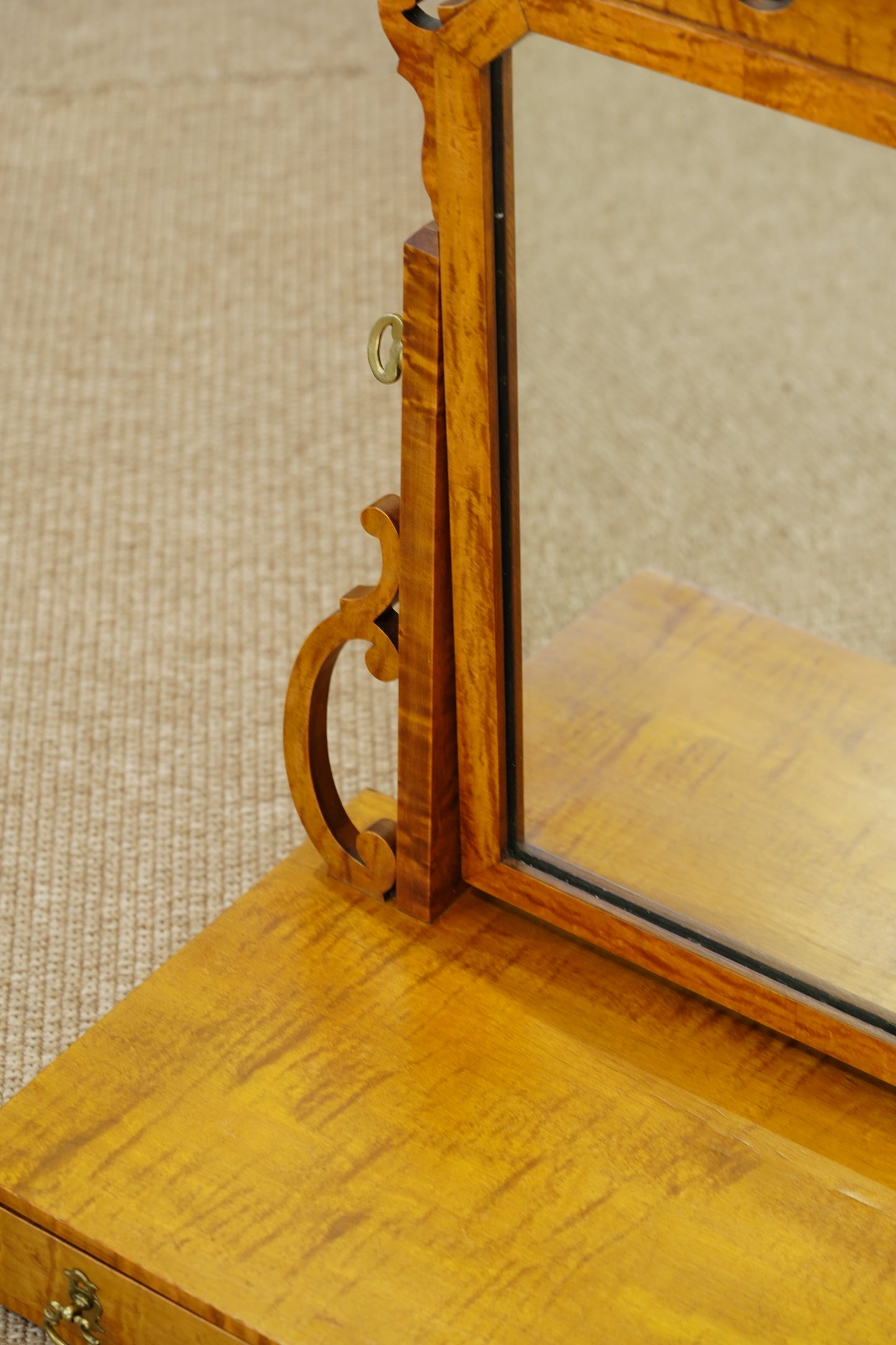 Vintage Birch Vanity Mirror with Drawer, Early 20th Century
