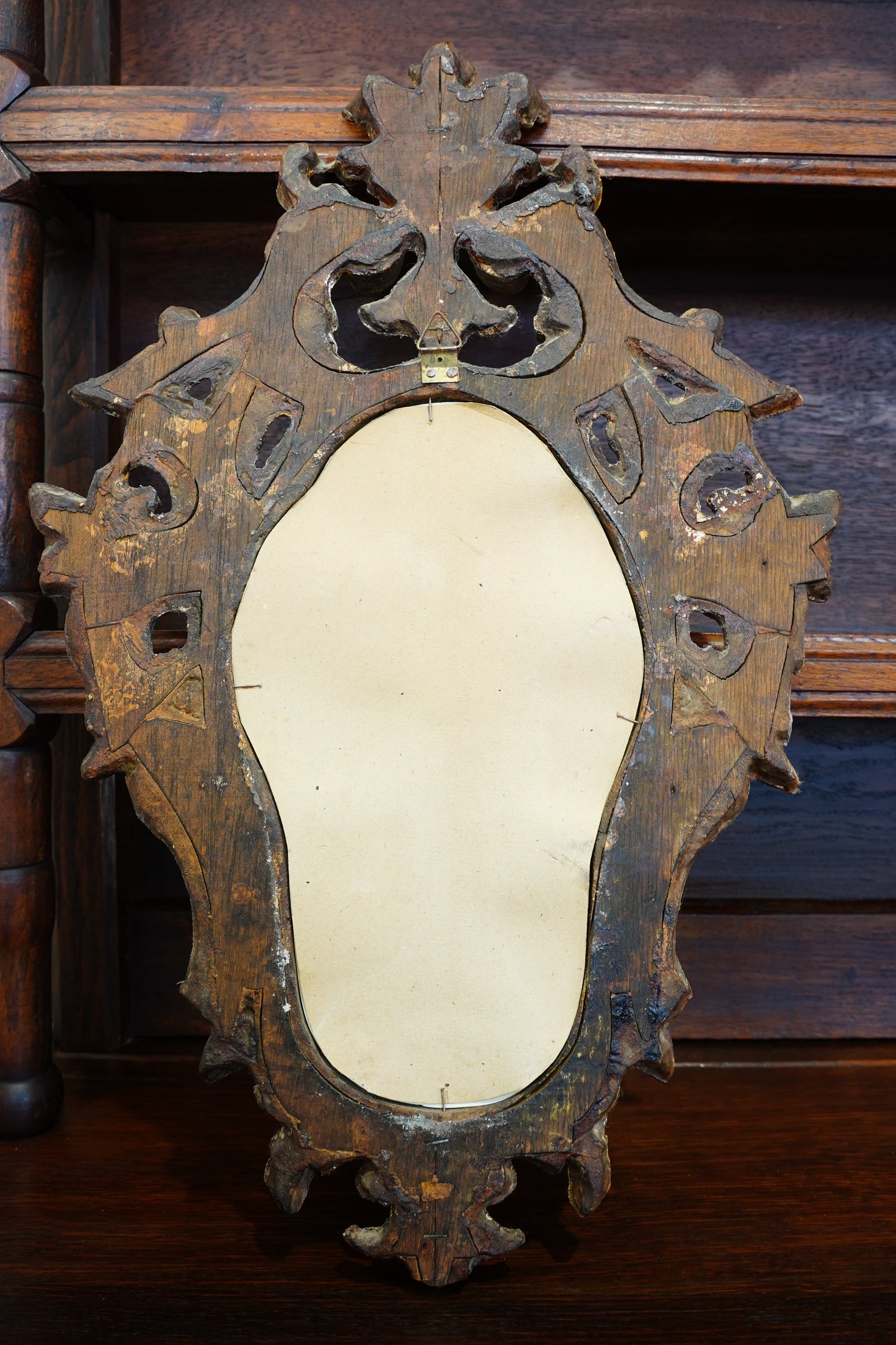 Antique Silver Gilt Wall Mirror, Italian Rococo, Teal Accents