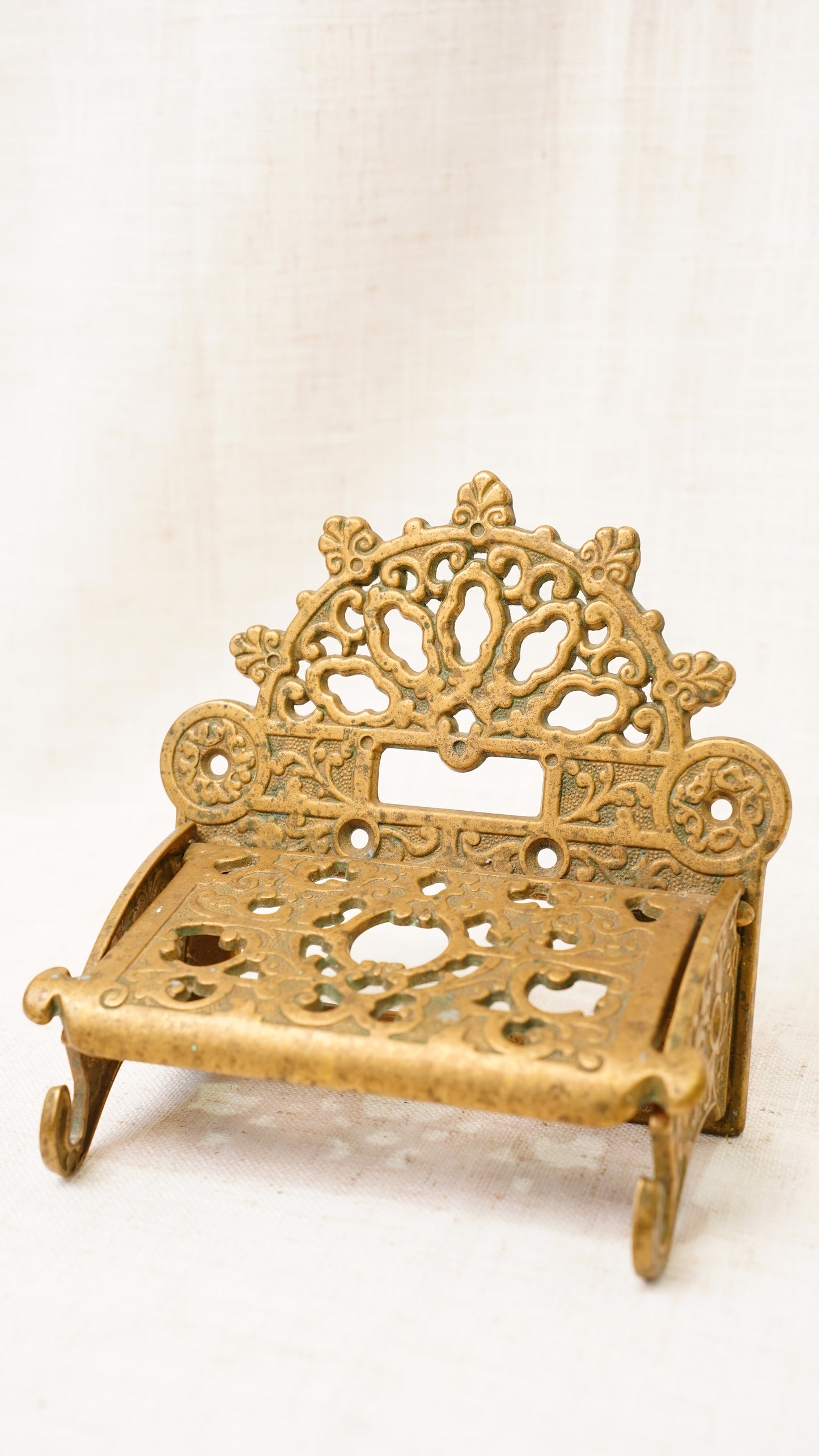 Antique English Brass Toilet Paper Holder, Circa 1890 to 1910