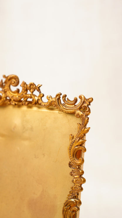 Antique English Gilt Brass Rococo Picture Frame, Ca. 1900