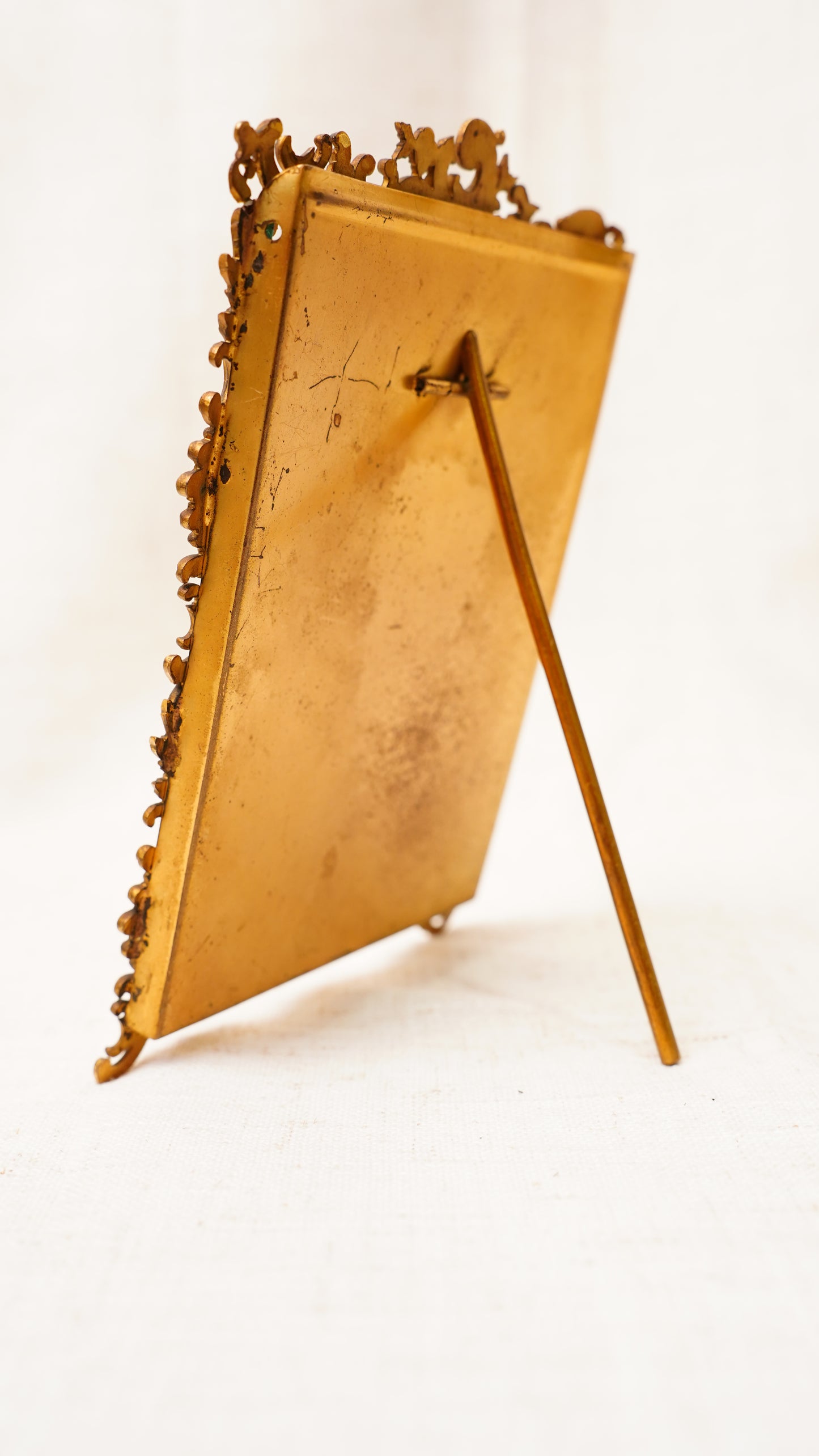 Antique English Gilt Brass Rococo Picture Frame, Ca. 1900