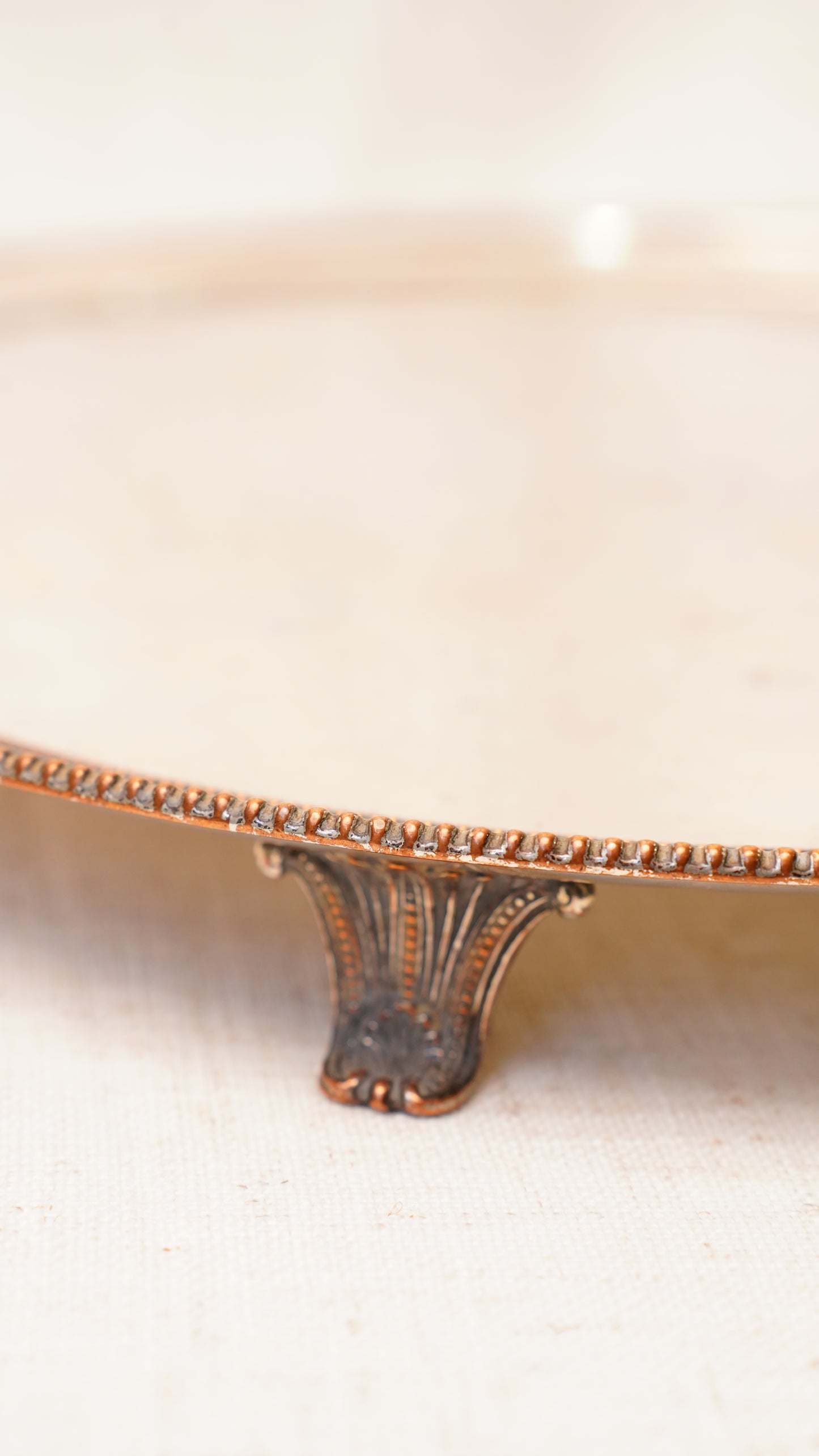 English Silver Plate Footed Tray on Copper, Edwardian Ca. 1910