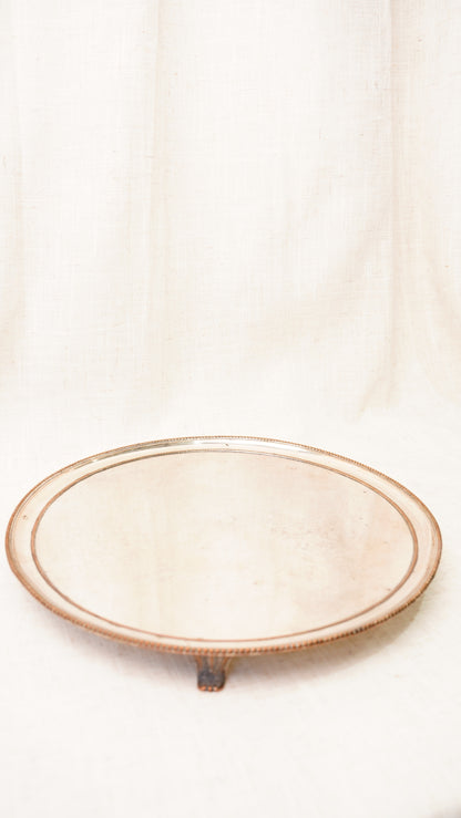 English Silver Plate Footed Tray on Copper, Edwardian Ca. 1910