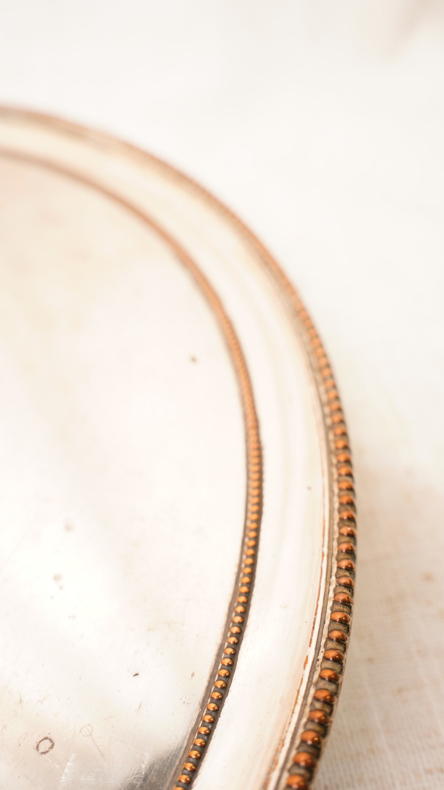 English Silver Plate Footed Tray on Copper, Edwardian Ca. 1910