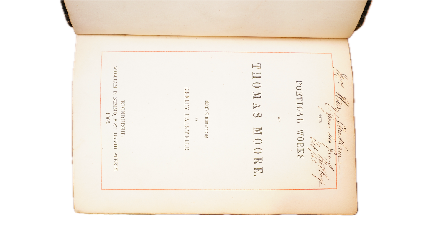 Thomas Moore Poetical Works 1863 Leather Gilt Edges
