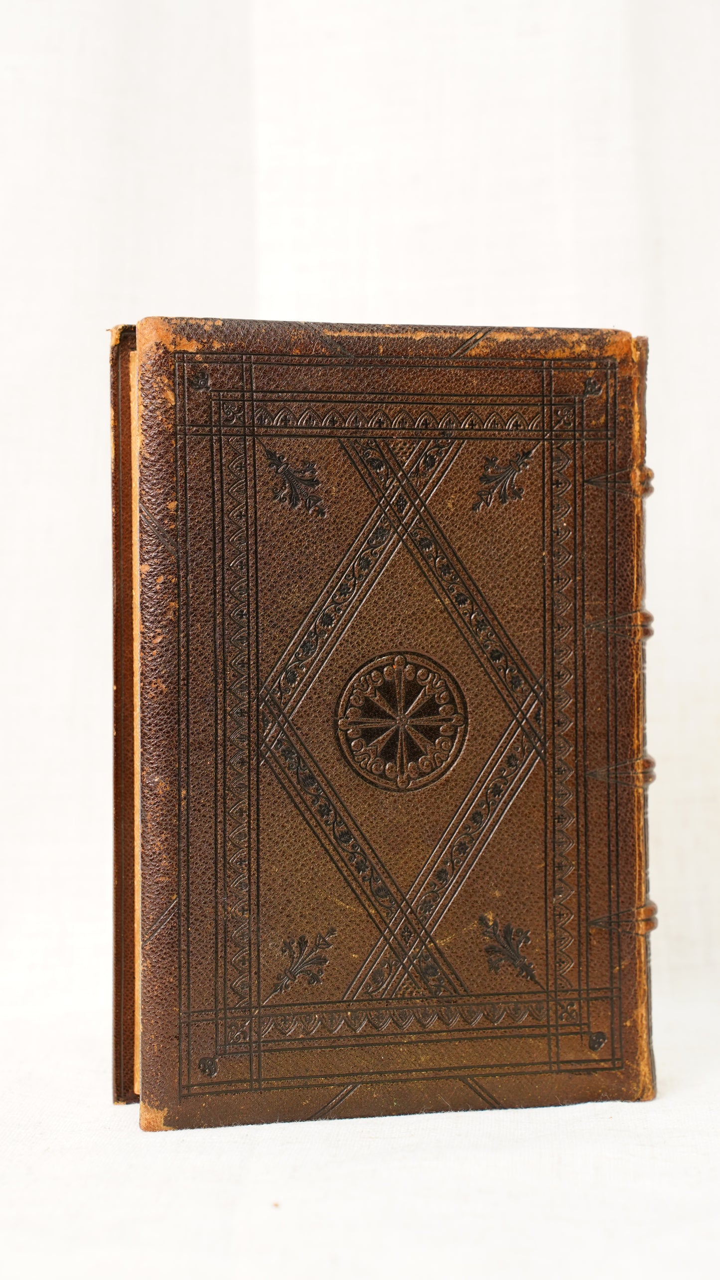Leila Siege of Granada Bulwer 1850 Antique Leather Book, Gauffered Pages