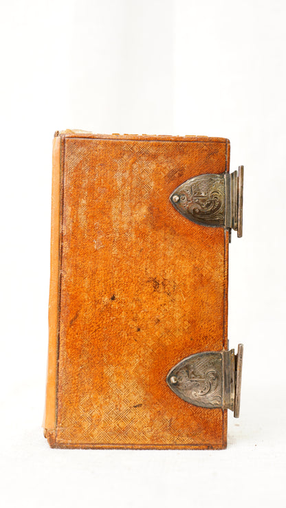Antique Dutch New Testament 1851 Silver Clasps Leather Binding Book