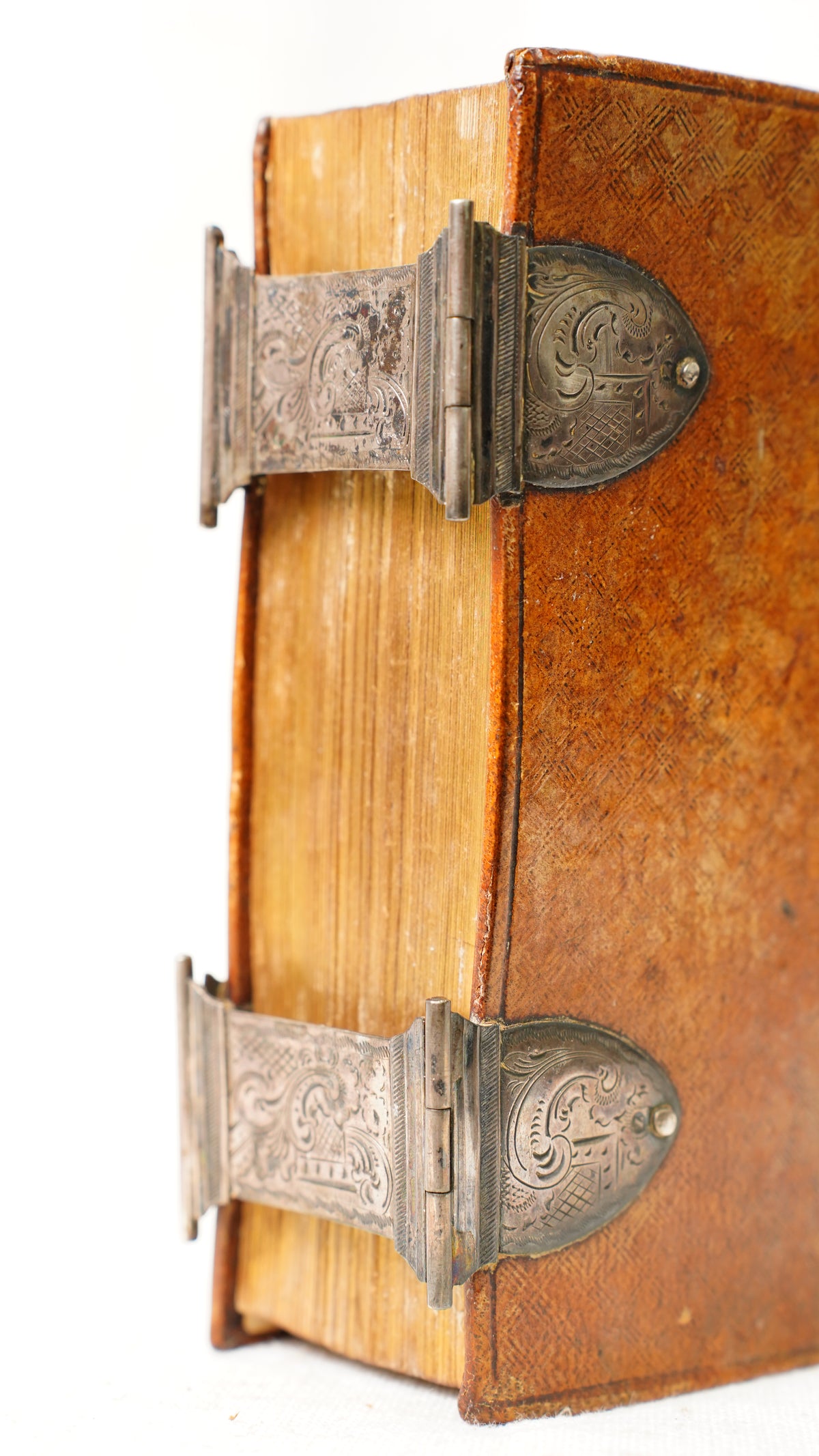 Antique Dutch New Testament 1851 Silver Clasps Leather Binding Book