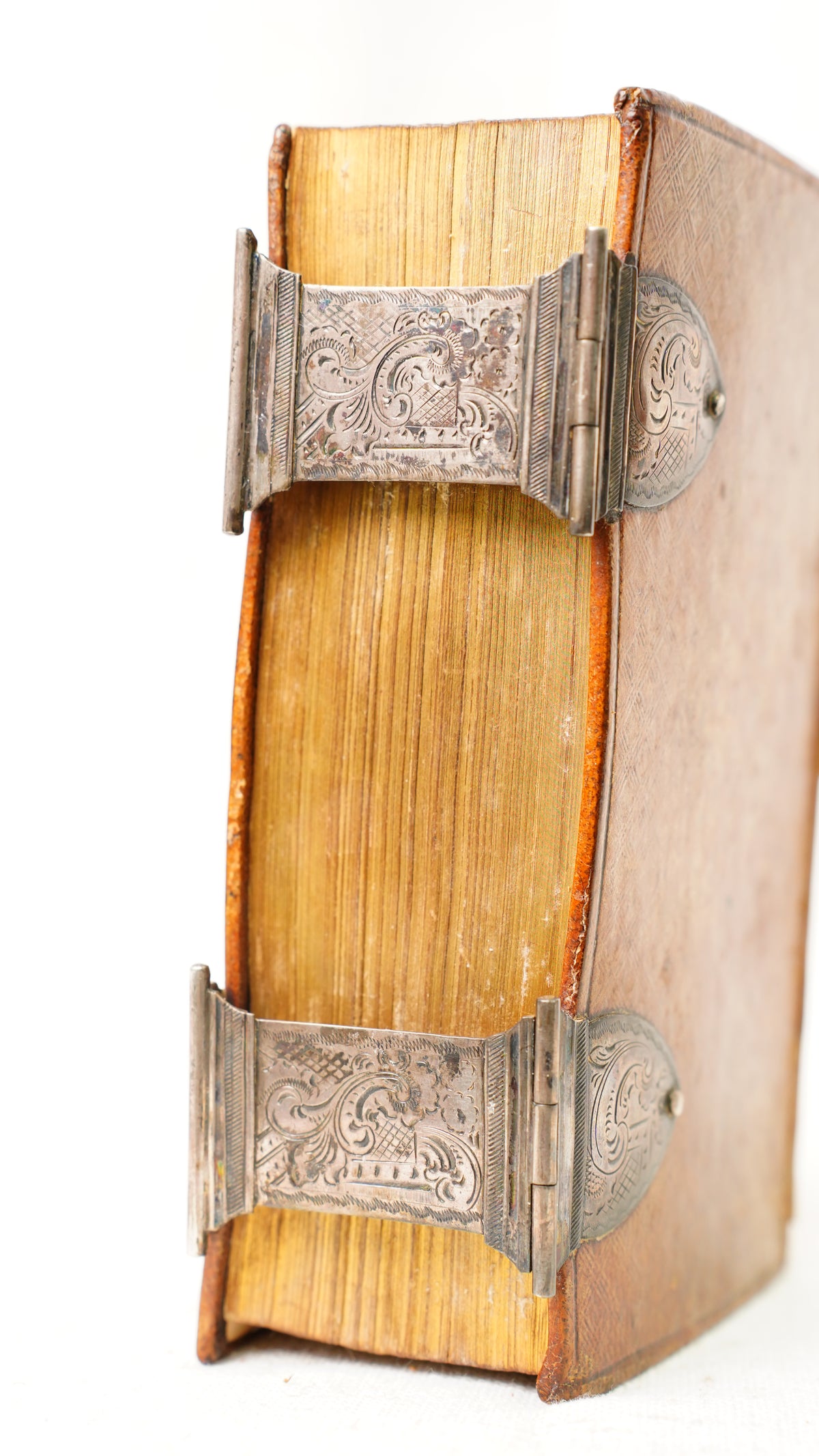 Antique Dutch New Testament 1851 Silver Clasps Leather Binding Book