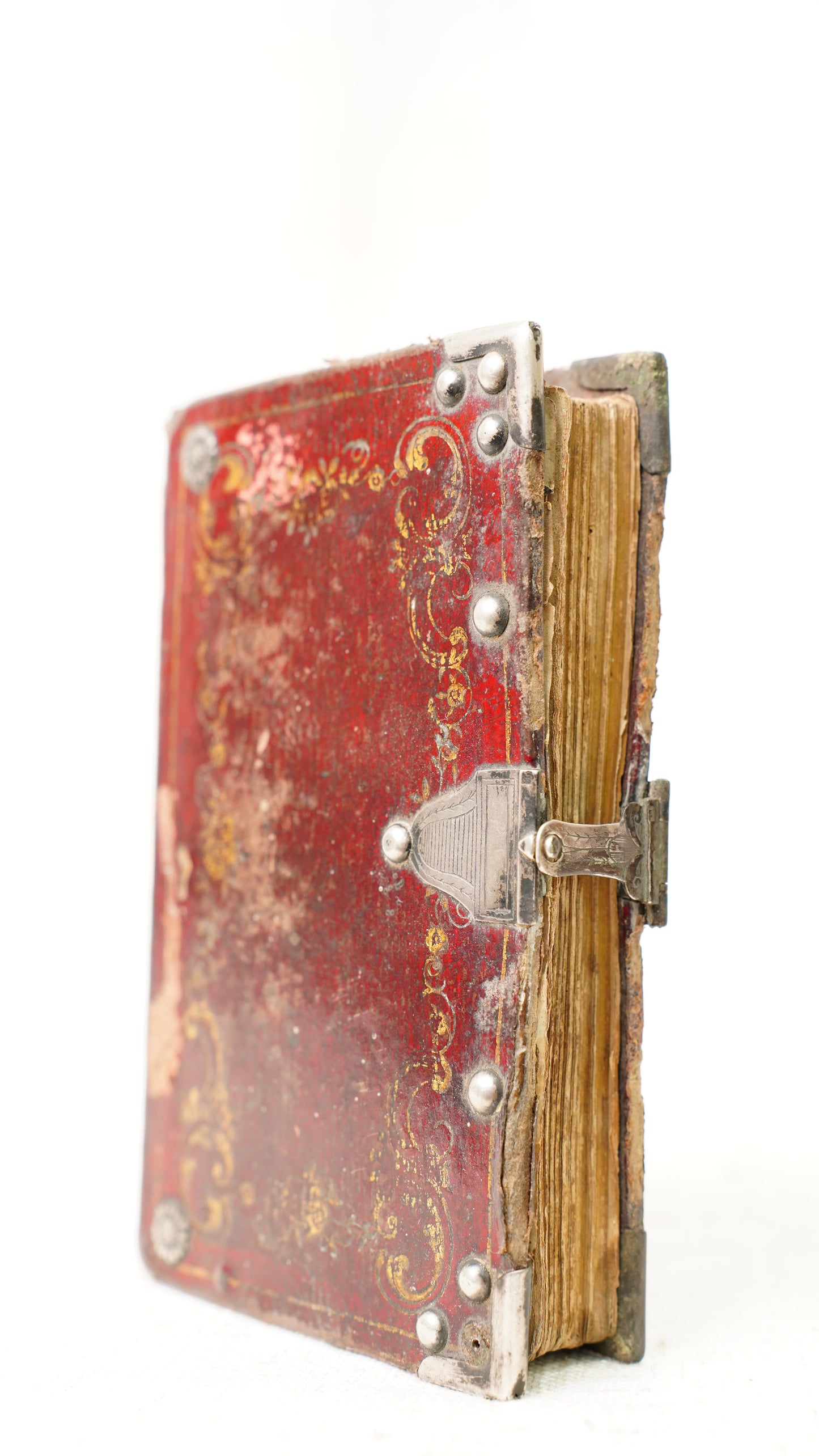 Antique Dutch Catholic Prayer Book Red Leather Metal Hardware Belgium 1840s
