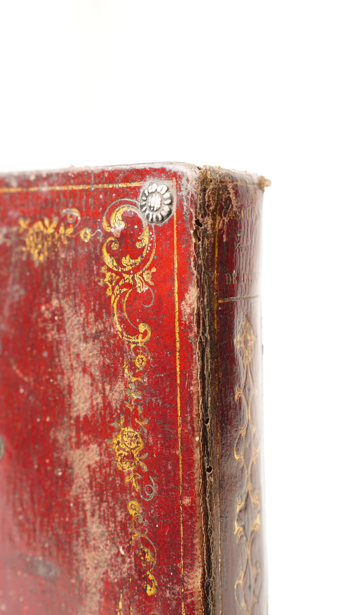 Antique Dutch Catholic Prayer Book Red Leather Metal Hardware Belgium 1840s