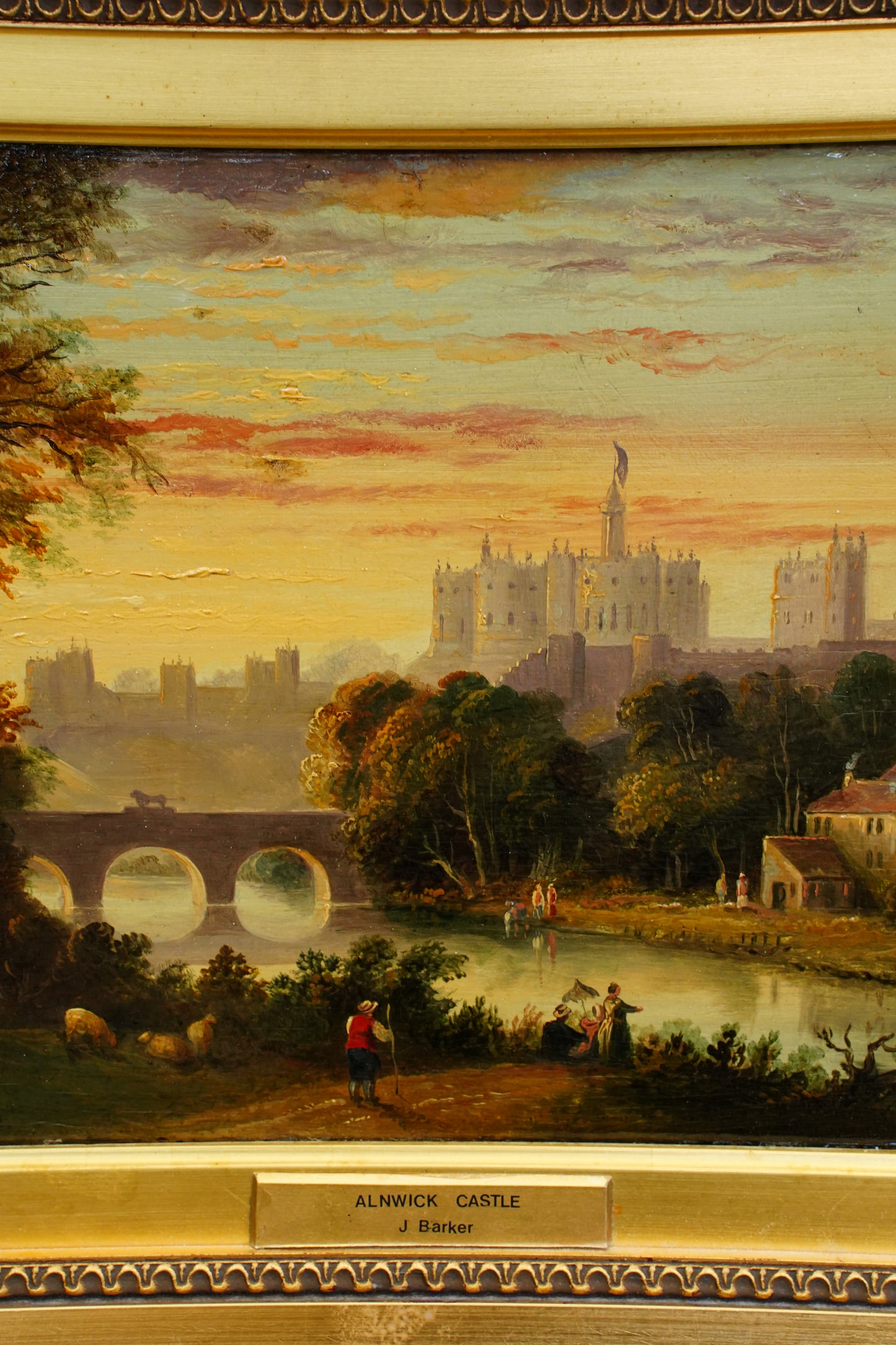 *RESERVED FOR SUZETTE* Antique Victorian Oil on Panel, Alnwick Castle, Attributed to John Barker