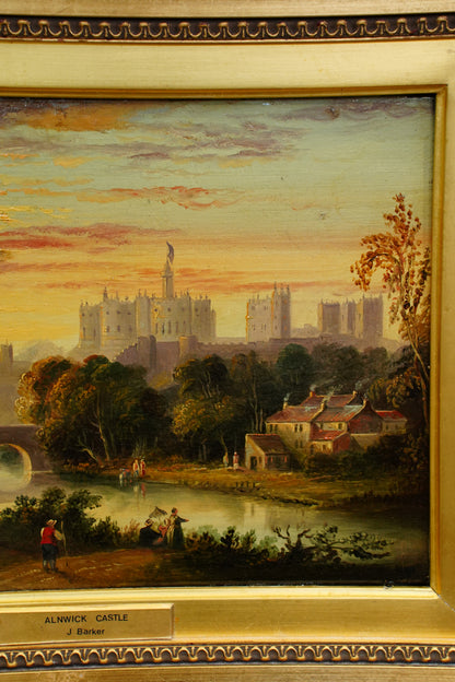 *RESERVED FOR SUZETTE* Antique Victorian Oil on Panel, Alnwick Castle, Attributed to John Barker