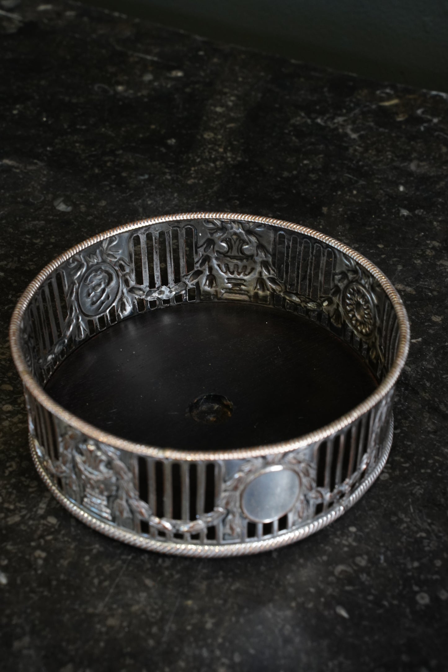 Antique English Silverplate Wine Coaster