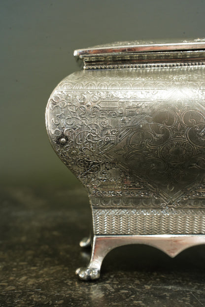 Victorian Britannia Metal Tea Caddy, Bombe Form