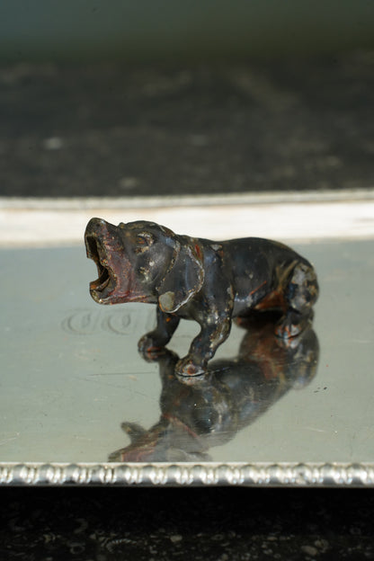 *RESERVED* Antique Bronze Hound Scissor Holder with Scissors, Ca. 1900