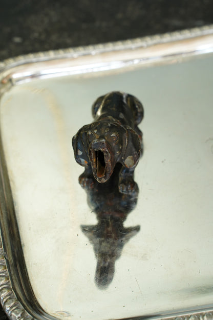 *RESERVED* Antique Bronze Hound Scissor Holder with Scissors, Ca. 1900