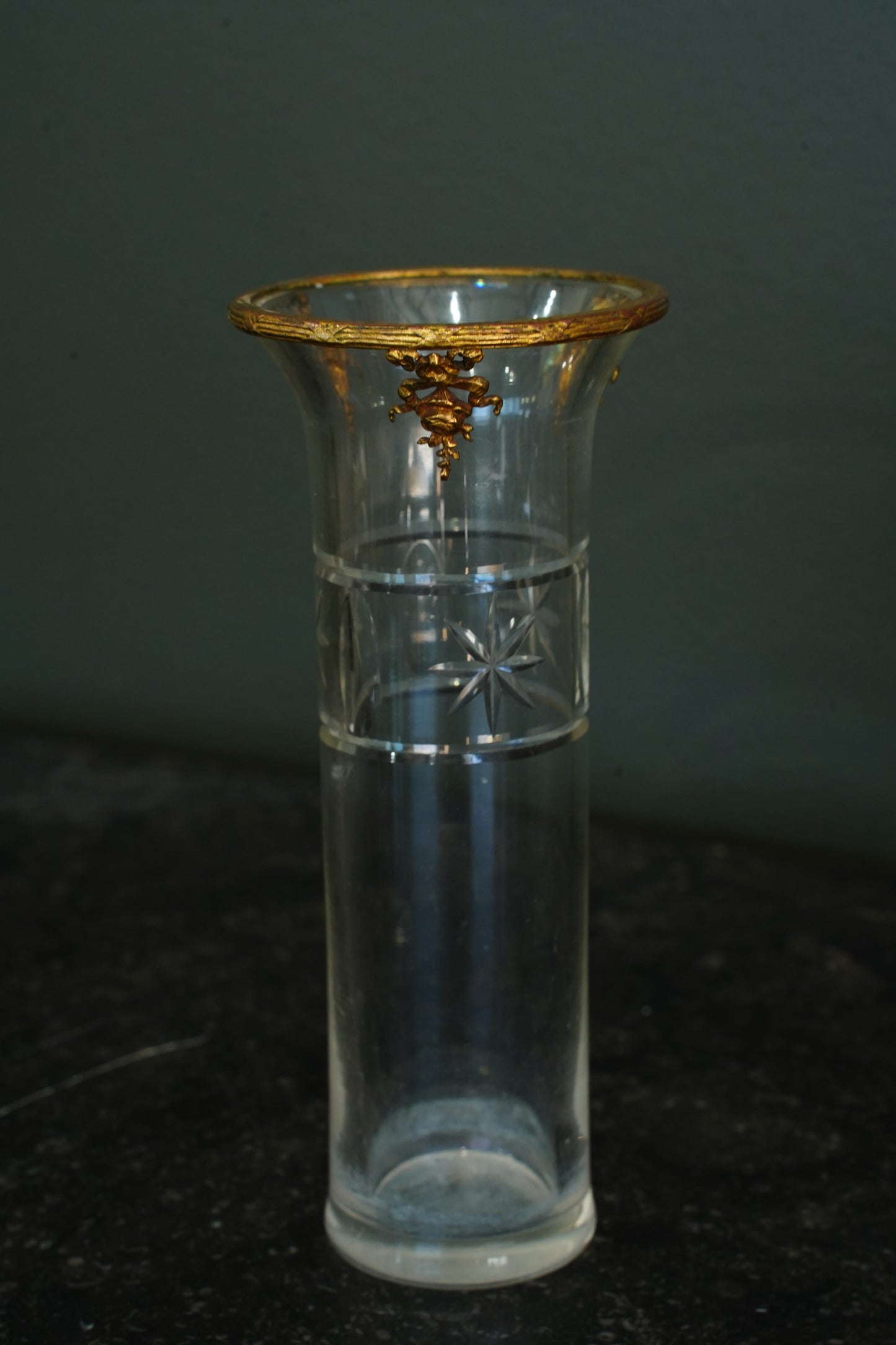 French Gilt Brass Mounted Cut Glass Vase