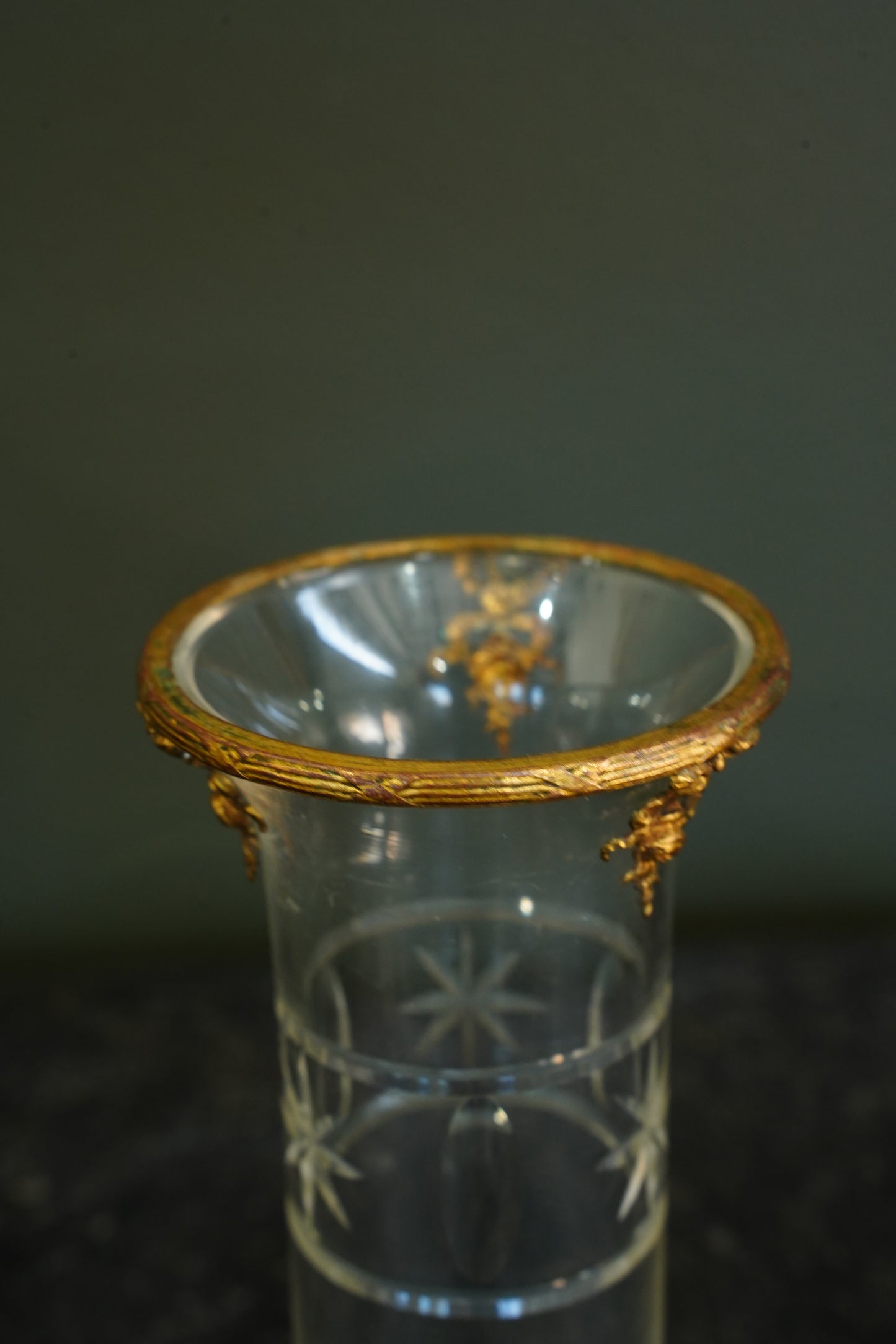 French Gilt Brass Mounted Cut Glass Vase