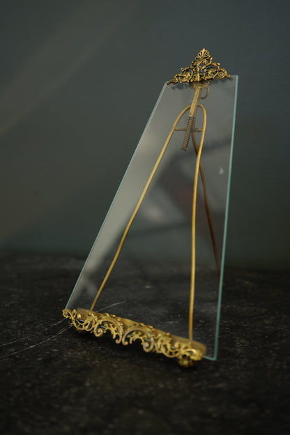 *RESERVED FOR LAUREL* Antique French Gilt Brass Tension Easel Picture Frame, Circa 1890
